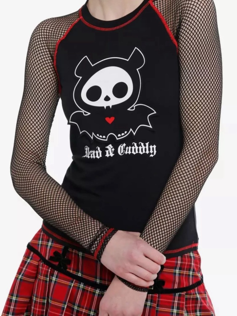 Skelanimals Fishnet Raglan Girls Long-Sleeve Top  hot topic sz large